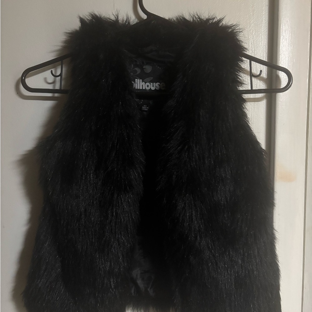 Black Faux Fur Vest